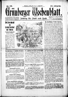 Gr&uuml;nberger Wochenblatt: Zeitung f&uuml;r Stadt und Land, Nr. 198. (25. Agust 1925)