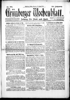 Grünberger Wochenblatt: Zeitung für Stadt und Land, Nr. 203. (30. Agust 1925)