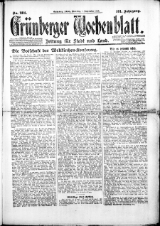 Gr&uuml;nberger Wochenblatt: Zeitung f&uuml;r Stadt und Land, Nr. 204. (1. September 1925)