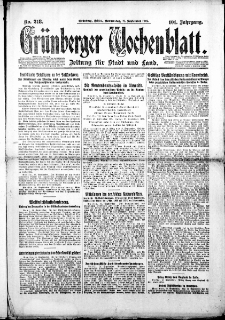 Grünberger Wochenblatt: Zeitung für Stadt und Land, Nr. 218. (17. September 1925)