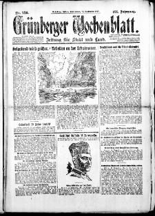 Gr&uuml;nberger Wochenblatt: Zeitung f&uuml;r Stadt und Land, Nr. 220. (19. September 1925)