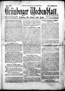 Grünberger Wochenblatt: Zeitung für Stadt und Land, Nr. 222. (22. September 1925)
