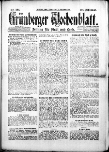 Grünberger Wochenblatt: Zeitung für Stadt und Land, Nr. 224. (24. September 1925)