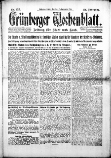 Grünberger Wochenblatt: Zeitung für Stadt und Land, Nr. 227. (27. September 1925)
