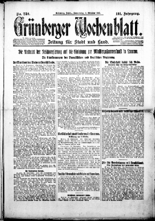 Gr&uuml;nberger Wochenblatt: Zeitung f&uuml;r Stadt und Land, Nr. 230. (1. Oktober 1925)