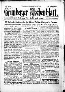 Grünberger Wochenblatt: Zeitung für Stadt und Land, Nr. 236. (8. Oktober 1925)