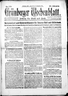 Grünberger Wochenblatt: Zeitung für Stadt und Land, Nr. 273. (21. November 1925)