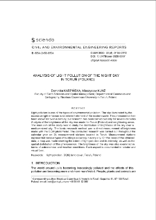 Analysis of Light Pollution of the Night Sky in Toruń (Poland)