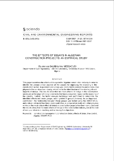 The Effects of Delays in Algerian Construction Projects: an Empirical Study