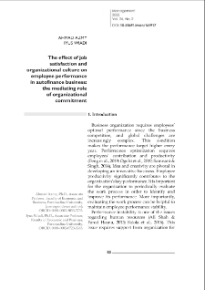 The effect of job satisfaction and organizational culture on employee performance in autofinance business: the mediating role of organizational commitment