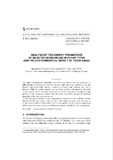 Analysis of The Energy Parameters of Selected Biomass and Biochar Types and the Environmental Impact of Their Ashes