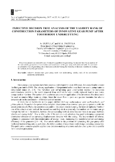Inductive decision tree analysis of the validity rank of construction parameters of innovative gear pump after tooth root undercutting