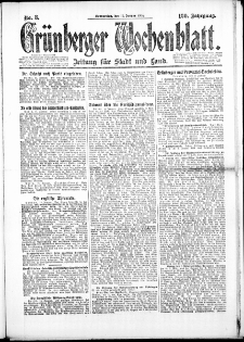 Gr&uuml;nberger Wochenblatt: Zeitung f&uuml;r Stadt und Land, No. 8. (17. Januar 1924)