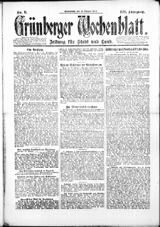 Gr&uuml;nberger Wochenblatt: Zeitung f&uuml;r Stadt und Land, No. 9. (19. Januar 1924)