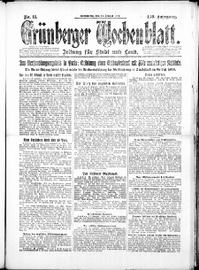 Gr&uuml;nberger Wochenblatt: Zeitung f&uuml;r Stadt und Land, No. 11. (24. Januar 1924)