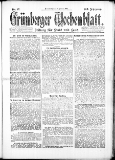 Gr&uuml;nberger Wochenblatt: Zeitung f&uuml;r Stadt und Land, No. 12. (26. Januar 1924)