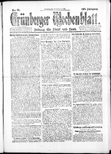 Gr&uuml;nberger Wochenblatt: Zeitung f&uuml;r Stadt und Land, No. 19. (12. Februar 1924)