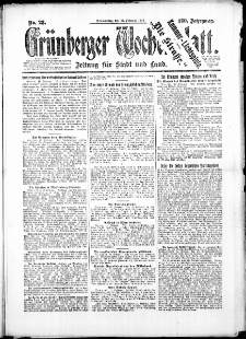 Gr&uuml;nberger Wochenblatt: Zeitung f&uuml;r Stadt und Land, No. 23. (21. Februar 1924)