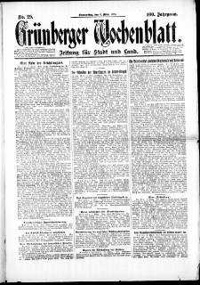 Gr&uuml;nberger Wochenblatt: Zeitung f&uuml;r Stadt und Land, No. 29. (6. M&auml;rz 1924)