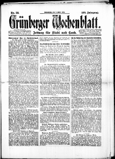 Gr&uuml;nberger Wochenblatt: Zeitung f&uuml;r Stadt und Land, No. 30. (8. M&auml;rz 1924)