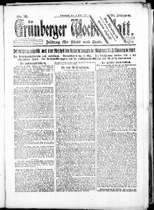 Gr&uuml;nberger Wochenblatt: Zeitung f&uuml;r Stadt und Land, No. 33. (15. M&auml;rz 1924)