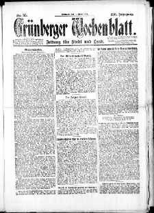 Gr&uuml;nberger Wochenblatt: Zeitung f&uuml;r Stadt und Land, No. 35. (19. M&auml;rz 1924)