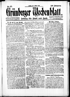 Gr&uuml;nberger Wochenblatt: Zeitung f&uuml;r Stadt und Land, No. 37. (21. M&auml;rz 1924)