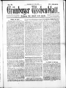 Grünberger Wochenblatt: Zeitung für Stadt und Land, No. 38. (22. März 1924)
