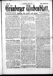 Gr&uuml;nberger Wochenblatt: Zeitung f&uuml;r Stadt und Land, No. 40. (25. M&auml;rz 1924)