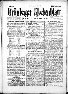 Gr&uuml;nberger Wochenblatt: Zeitung f&uuml;r Stadt und Land, No. 42. (27. M&auml;rz 1924)