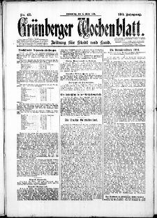 Grünberger Wochenblatt: Zeitung für Stadt und Land, No. 42. (27. März 1924)