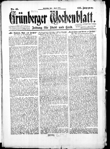 Gr&uuml;nberger Wochenblatt: Zeitung f&uuml;r Stadt und Land, No. 46. (1. April 1924)