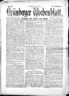 Grünberger Wochenblatt: Zeitung für Stadt und Land, No. 52. (8. April 1924)