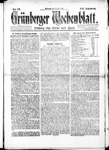 Gr&uuml;nberger Wochenblatt: Zeitung f&uuml;r Stadt und Land, No. 53. (9. April 1924)