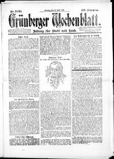 Gr&uuml;nberger Wochenblatt: Zeitung f&uuml;r Stadt und Land, No. 57/62. (20. April 1924)