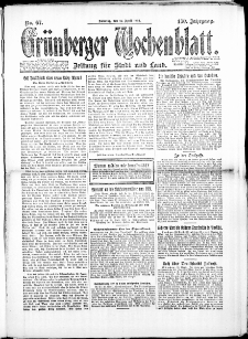 Gr&uuml;nberger Wochenblatt: Zeitung f&uuml;r Stadt und Land, No. 67. (27. April 1924)