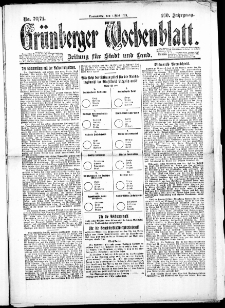 Gr&uuml;nberger Wochenblatt: Zeitung f&uuml;r Stadt und Land, No. 70/71. (1. Mai 1924)
