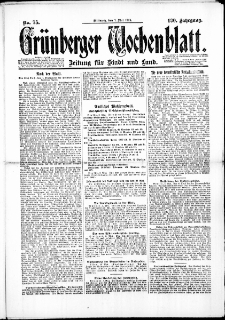 Gr&uuml;nberger Wochenblatt: Zeitung f&uuml;r Stadt und Land, No. 75. (7. Mai 1924)
