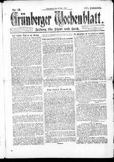 Gr&uuml;nberger Wochenblatt: Zeitung f&uuml;r Stadt und Land, No. 78. (10. Mai 1924)