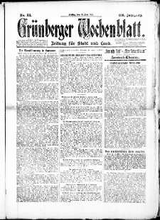 Gr&uuml;nberger Wochenblatt: Zeitung f&uuml;r Stadt und Land, No. 83. (16. Mai 1924)