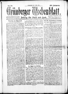Gr&uuml;nberger Wochenblatt: Zeitung f&uuml;r Stadt und Land, No. 84. (17. Mai 1924)