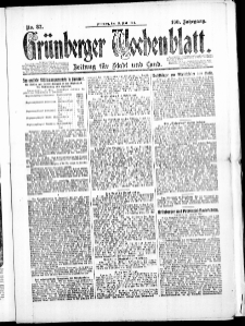 Gr&uuml;nberger Wochenblatt: Zeitung f&uuml;r Stadt und Land, No. 87. (21. Mai 1924)