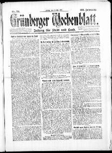 Gr&uuml;nberger Wochenblatt: Zeitung f&uuml;r Stadt und Land, No. 89. (23. Mai 1924)