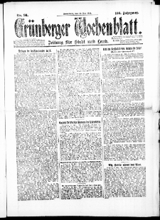 Gr&uuml;nberger Wochenblatt: Zeitung f&uuml;r Stadt und Land, No. 90. (24. Mai 1924)