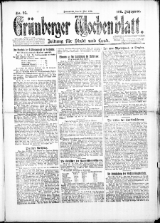 Gr&uuml;nberger Wochenblatt: Zeitung f&uuml;r Stadt und Land, No. 95. (31. Mai 1924)