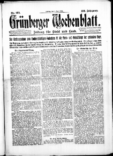 Grünberger Wochenblatt: Zeitung für Stadt und Land, No. 100. (6. Juni 1924)
