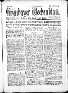 Gr&uuml;nberger Wochenblatt: Zeitung f&uuml;r Stadt und Land, No. 102. (8. Juni 1924)