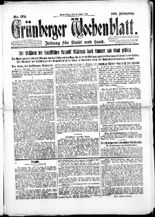 Gr&uuml;nberger Wochenblatt: Zeitung f&uuml;r Stadt und Land, No. 104. (12. Juni 1924)