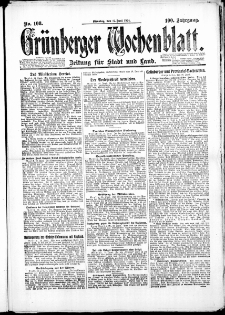 Gr&uuml;nberger Wochenblatt: Zeitung f&uuml;r Stadt und Land, No. 108. (17. Juni 1924)