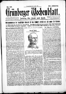 Gr&uuml;nberger Wochenblatt: Zeitung f&uuml;r Stadt und Land, No. 112. (21. Juni 1924)